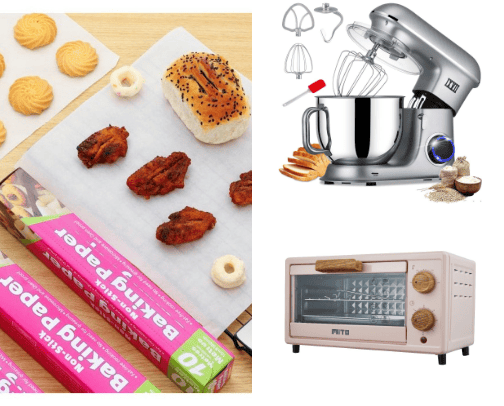 Baker, baking - ingredients and tools cover photo collage