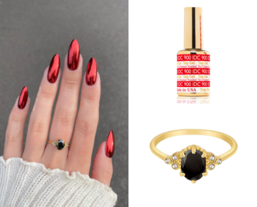 ♥️🪞 red mirror chrome nails cover photo collage