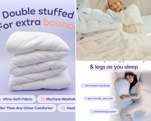 The only sleeping products and bedding you’ll find in my house (so great my fur babies won’t move from my spot) cover photo collage
