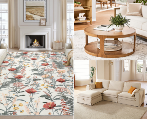 Sage & Orange Floral Living Room Collection cover photo collage