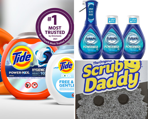 Home cleaning products cover photo collage