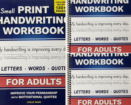 PDF Free - Small Print Handwriting Workbook for Adults: Improve your Penmanship & Writing Skills with Motivational Quotes and Positive Affirmations for confident everyday writing cover photo collage