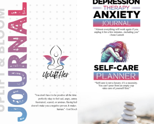 When life gets you down, sometimes you just need a journal, planner, something to help you get through that tough time cover photo collage