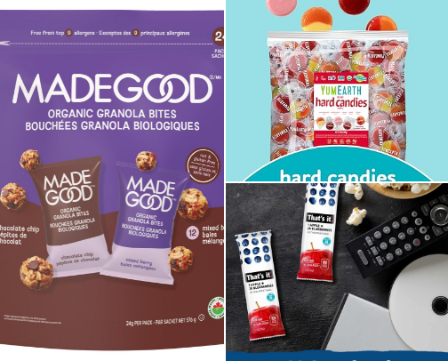 Organic, gluten free snacks cover photo collage