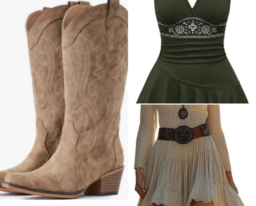 Western Cowgirl theme outfits cover photo collage