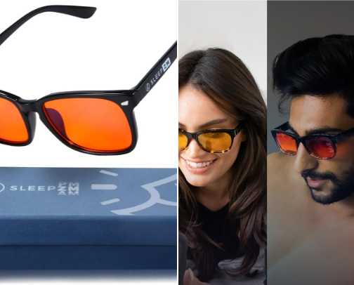 Blue light blockers cover photo collage