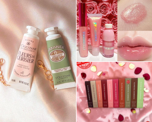 ​Aesthetic Skincare & Juicy Lip Essentials with Makeup products cover photo collage