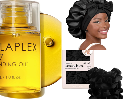 Products for shiny and healthy hair cover photo collage