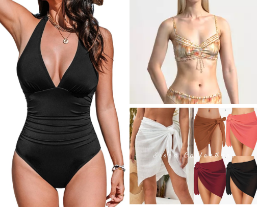 A swim wear for the best ocean vibe. cover photo collage