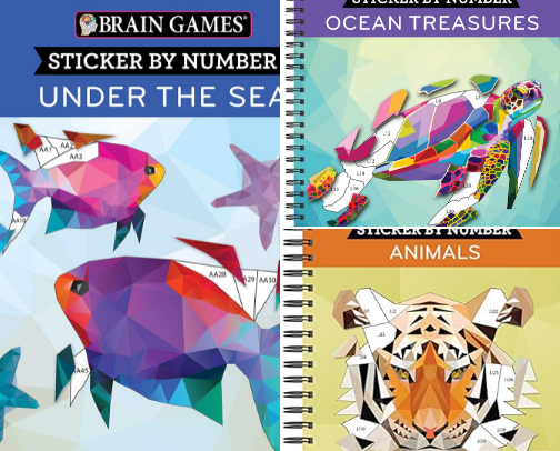 Save & Read - Brain Games - Sticker by Number: Under the Sea - 2 Books in 1 (42 Images to Sticker) creative collection picks cover photo collage