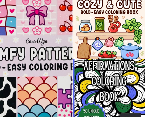 Adult Coloring Books for Relaxation cover photo collage