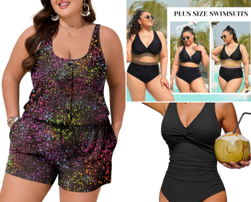 Plus size curvy swimsuits cover photo collage