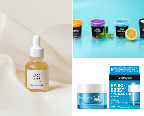 Skincare and bodycare for glowing and bright skin cover photo collage