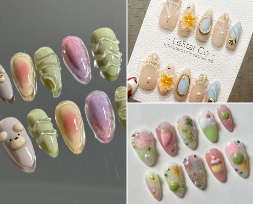 Cute press-on nails perfect for spring vibes 🌸✨ cover photo collage