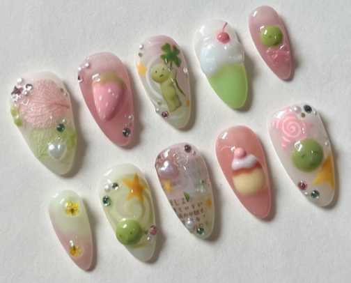Cute press-on nails perfect for spring vibes 🌸✨ cover photo collage