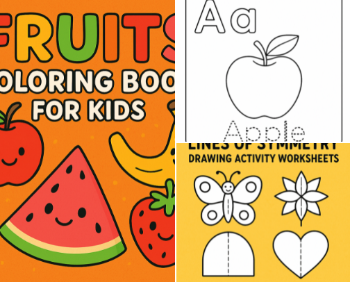 Coloring book for Kids, Toddler, Pre-Schooler, Kindergarten cover photo collage