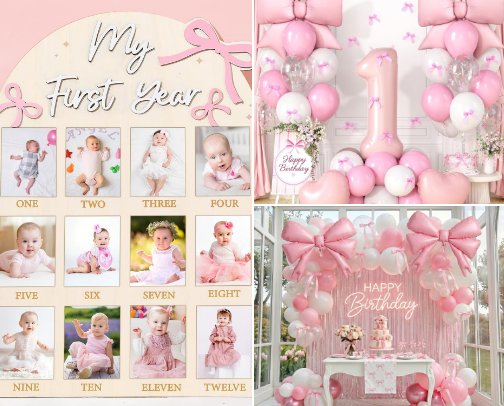Tiny Bows & Big Milestones 🎀 First Birthday Inspo cover photo collage