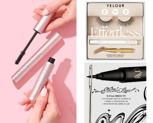 The BEST mascaras, eyeliners, lashes and brow gel products cover photo collage