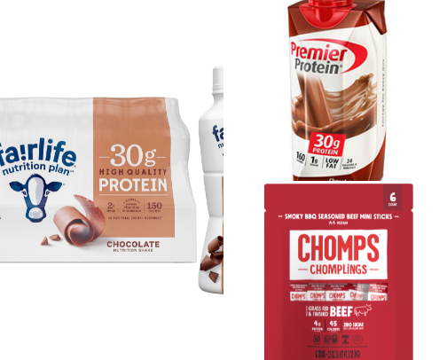 Here are my ride-or-die protein must haves that actually taste good and keep me on track post-op….. cover photo collage