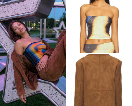 Effortless Cool Girl Outfit (Suede Set + Strapless Top) cover photo collage