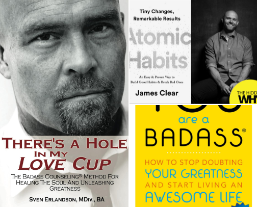 Self-help books cover photo collage