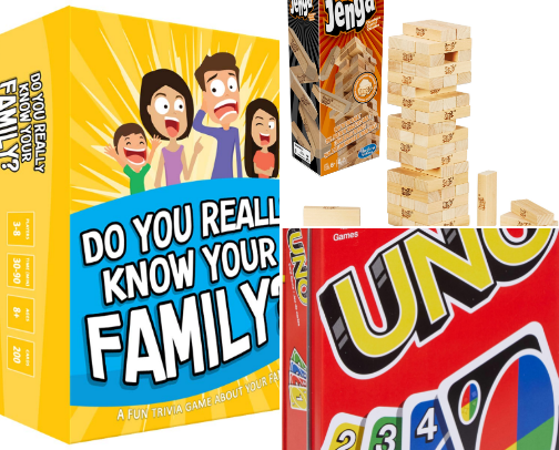 "Cozy Up with a Family Game Night!" cover photo collage