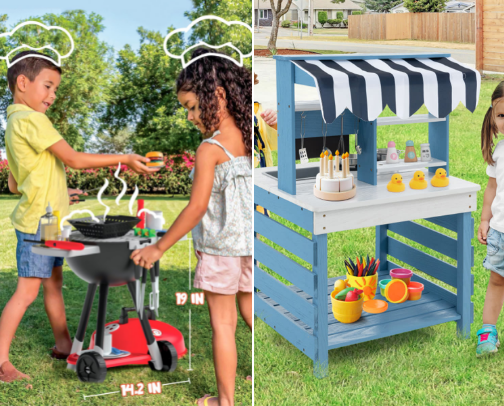 Little Makers Market: Pretend Kitchens, Mud Play, and Mini Shops for Imaginative Fun cover photo collage