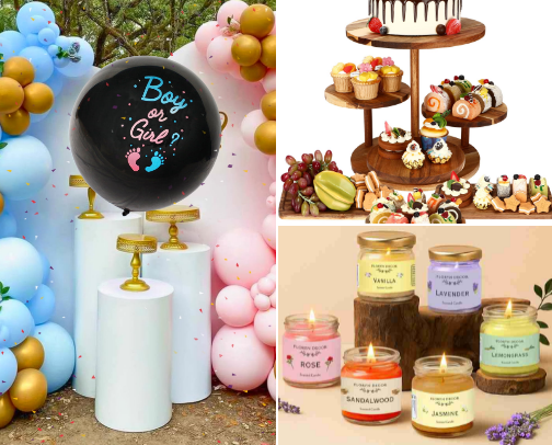 🎉 Simple & Elegant Baby Gender Reveal Essentials 💗 cover photo collage