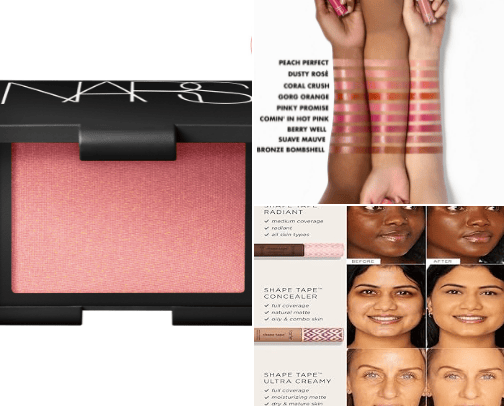 Everyday make-up products cover photo collage