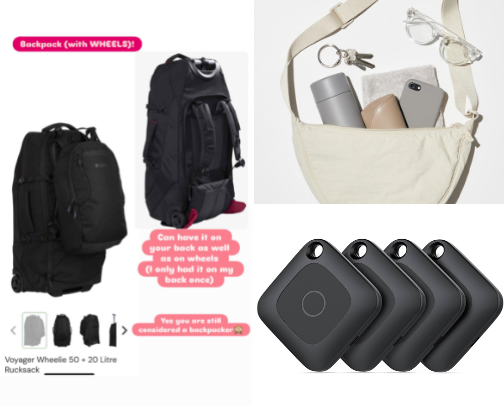 Travel must haves when backpacking cover photo collage