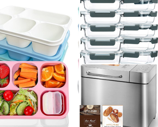 Meal prep items I use as an Audhder cover photo collage