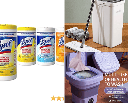 Cleaning supplies cover photo collage