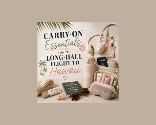 Carry on essentials for long haul flights cover photo collage