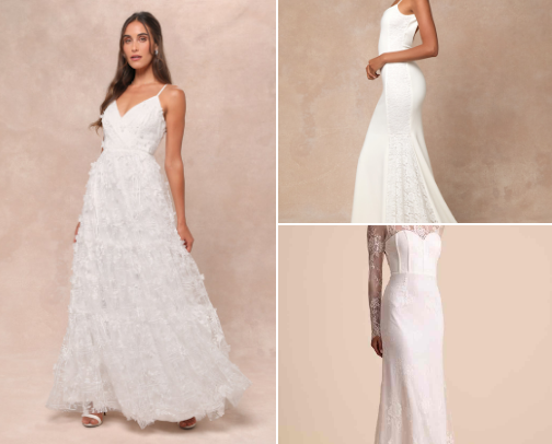 4 beautiful wedding dresses that look luxurious but aren't expensive 👰✨ cover photo collage