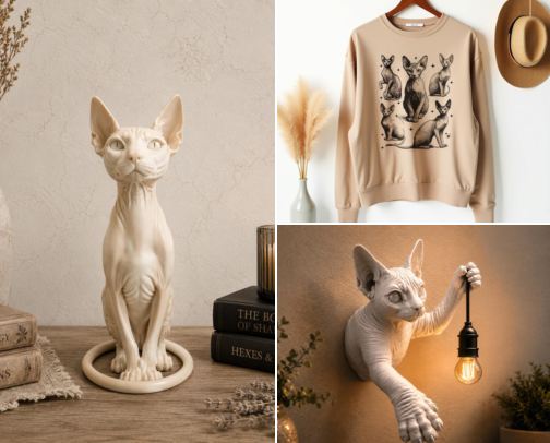 Uniquely Sphynx Things and Decor cover photo collage