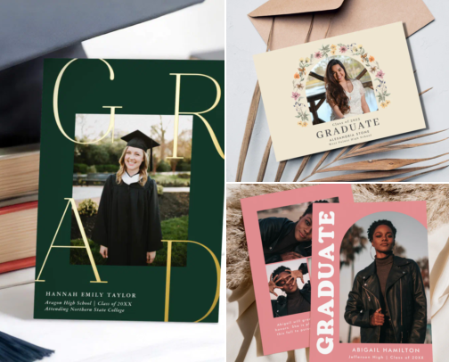 Beautiful Graduation Announcement Cards cover photo collage