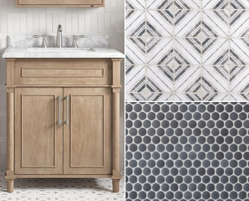 🛀 ✨️Tile and style bathroom makeover 🧼🪞 cover photo collage