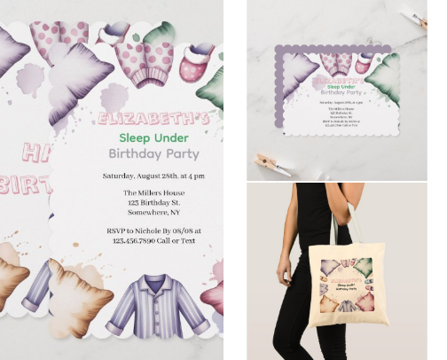 Pastel Sleep Under Girl Birthday Party cover photo collage
