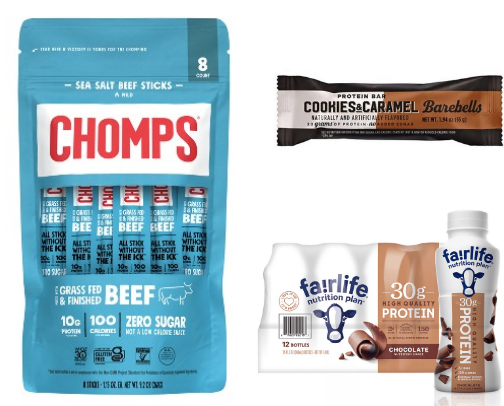 Protein packed snacks as “peri” mom on go cover photo collage