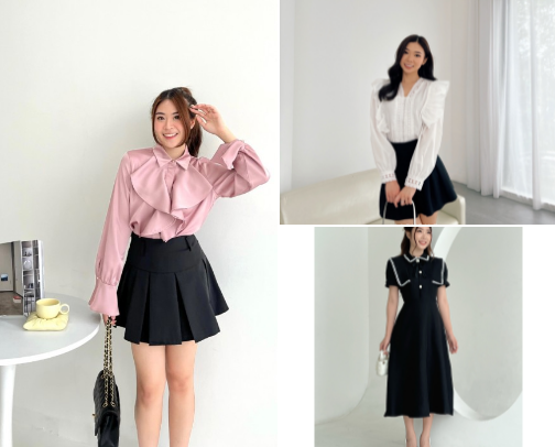 linen office work blouse cover photo collage