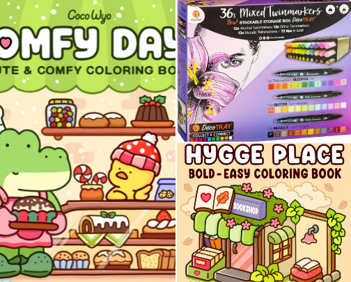 Everything you need for a perfect colouring session 🩷 cover photo collage