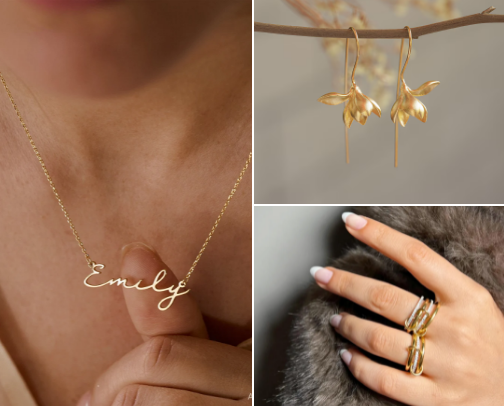 Gold minimalist jewelry cover photo collage