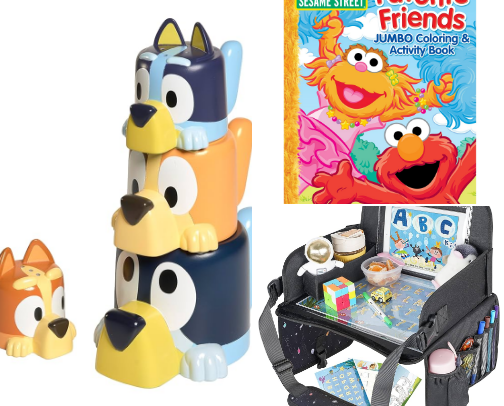 Essentials to keep my toddler distracted on a road trip cover photo collage