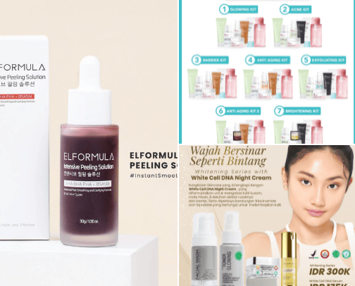 skincare products to care for skin and maintain healthy skin so that it looks healthier, for men and women ✨💗 cover photo collage