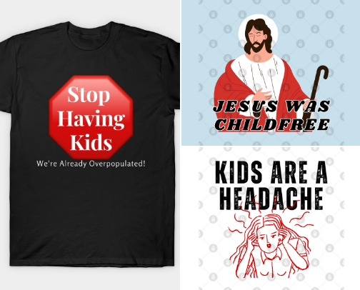 Childfree T-shirts That Make a Point Without Saying a Word cover photo collage