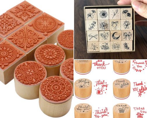 Save & Read - Creative projects with 12Pcs Rubber Stamps Round and Square Decorative Wooden Stamps Set, Wood Stamps for Crafting, Letters, Scrapbooking and DIY Craft Card cover photo collage
