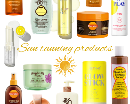 sun tanning products cover photo collage