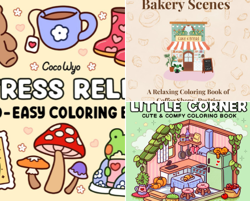 My favourite coloring books and highlighters cover photo collage