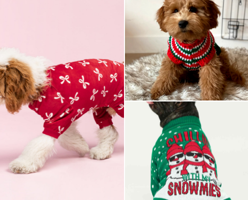 Festive Christmas Dog Sweaters • 2025 🎄🐾☃️♥️ cover photo collage
