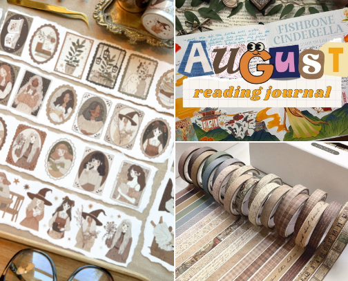 August Reading Journal Supplies cover photo collage